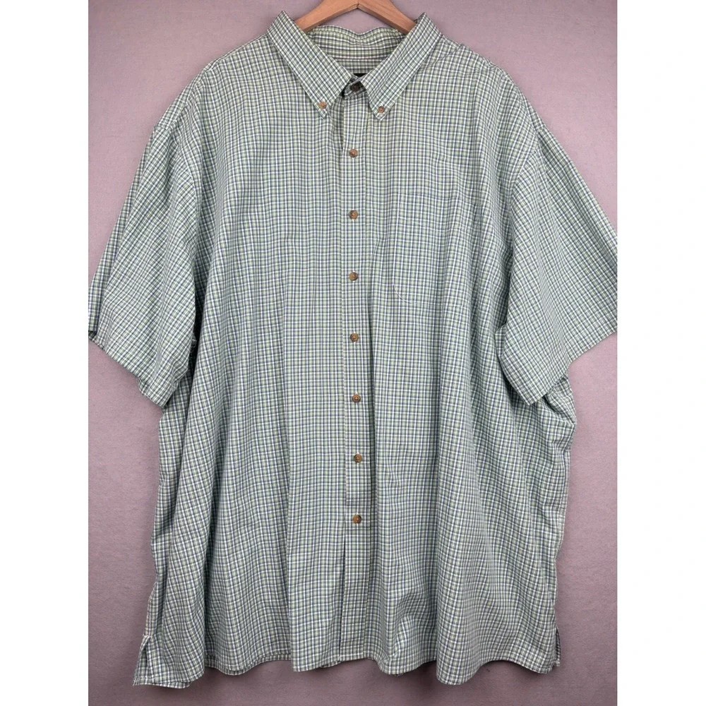 Harbor Bay Shirt Mens 4XL Plaid Button Front Short Sleeve Casual Gingham Classic